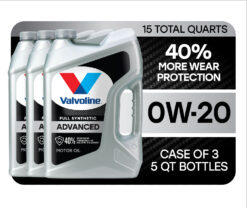 Valvoline Advanced Full Synthetic 0W-20 Motor Oil 5 QT, Case of 3