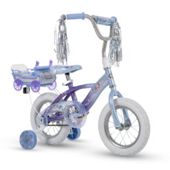 Disney Frozen Bike with Doll Carrier Sleigh for Girl's, 12 In., White and Purple by Huffy
