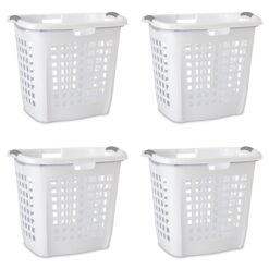 Sterilite Ultra™ Easy Carry Plastic Laundry Hamper, White, Set of 4