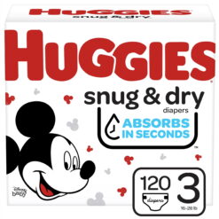 Huggies Snug & Dry Baby Diapers, 120 Ct, Size 3 (16-28 lb.)