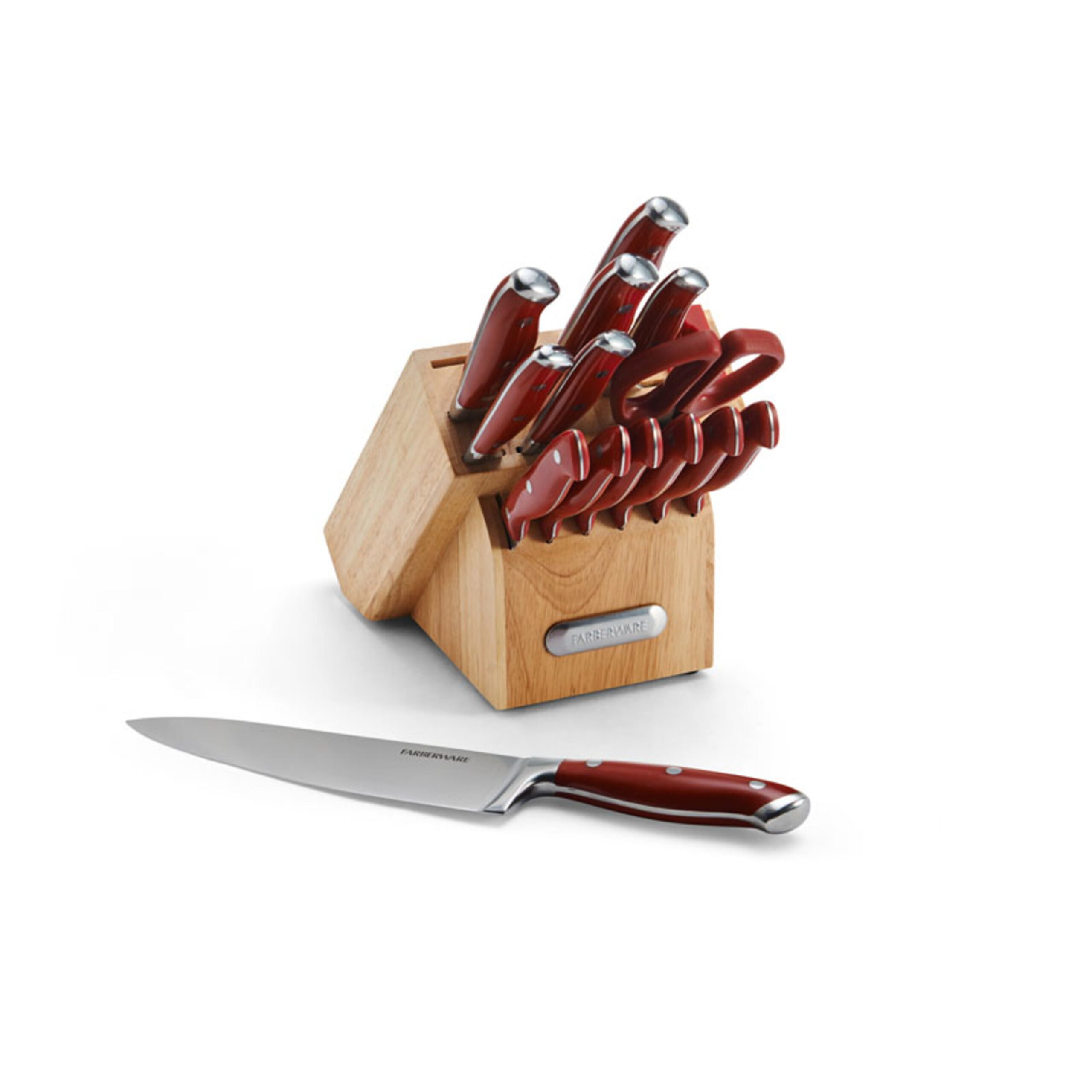 Farberware 15-Piece White Forged Triple Riveted Knife Block Set