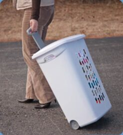 Sterilite Laundry Hamper with Lift-Top and Wheels, White (3 Pack)