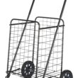 Mainstays Adjustable Steel Rolling Laundry Basket Shopping Cart, Black