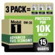 Mobil 1 Advanced Fuel Economy Full Synthetic Motor Oil 0W-20, 5 qt (3 Pack)