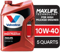 Valvoline High Mileage MaxLife 10W-40 Synthetic Blend Motor Oil 5 QT