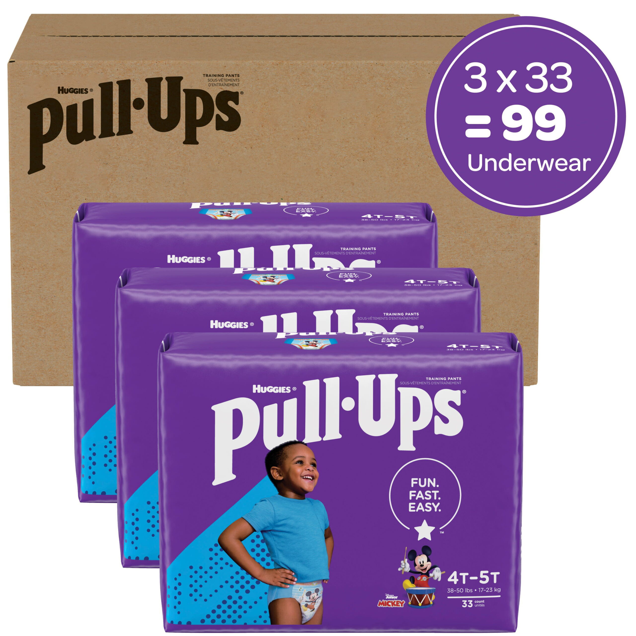 Huggies Pull-Ups Plus, Boys Training Pants 4T-5T (38-50 lb/17-23