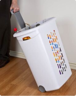 Sterilite Laundry Hamper with Lift-Top and Wheels, White (3 Pack)