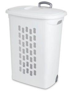 Sterilite Laundry Hamper with Lift-Top and Wheels, White (3 Pack)