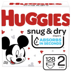 Huggies Little Snugglers Baby Diapers, 128 Ct, Size 2 (12-18 lb)