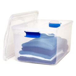Homz 66-Qt Plastic Storage Boxes, Clear/Blue (Set of 2)