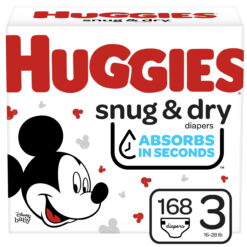 Huggies Snug & Dry Baby Diapers, Size 3, 168 Ct