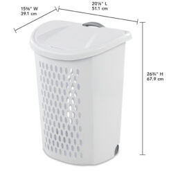 Sterilite Ultra™ Wheeled Plastic Laundry Hamper, White, Set of 3
