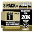 Mobil 1 Extended Performance Full Synthetic Motor Oil 5W-30, 5 qt (3 Pack)