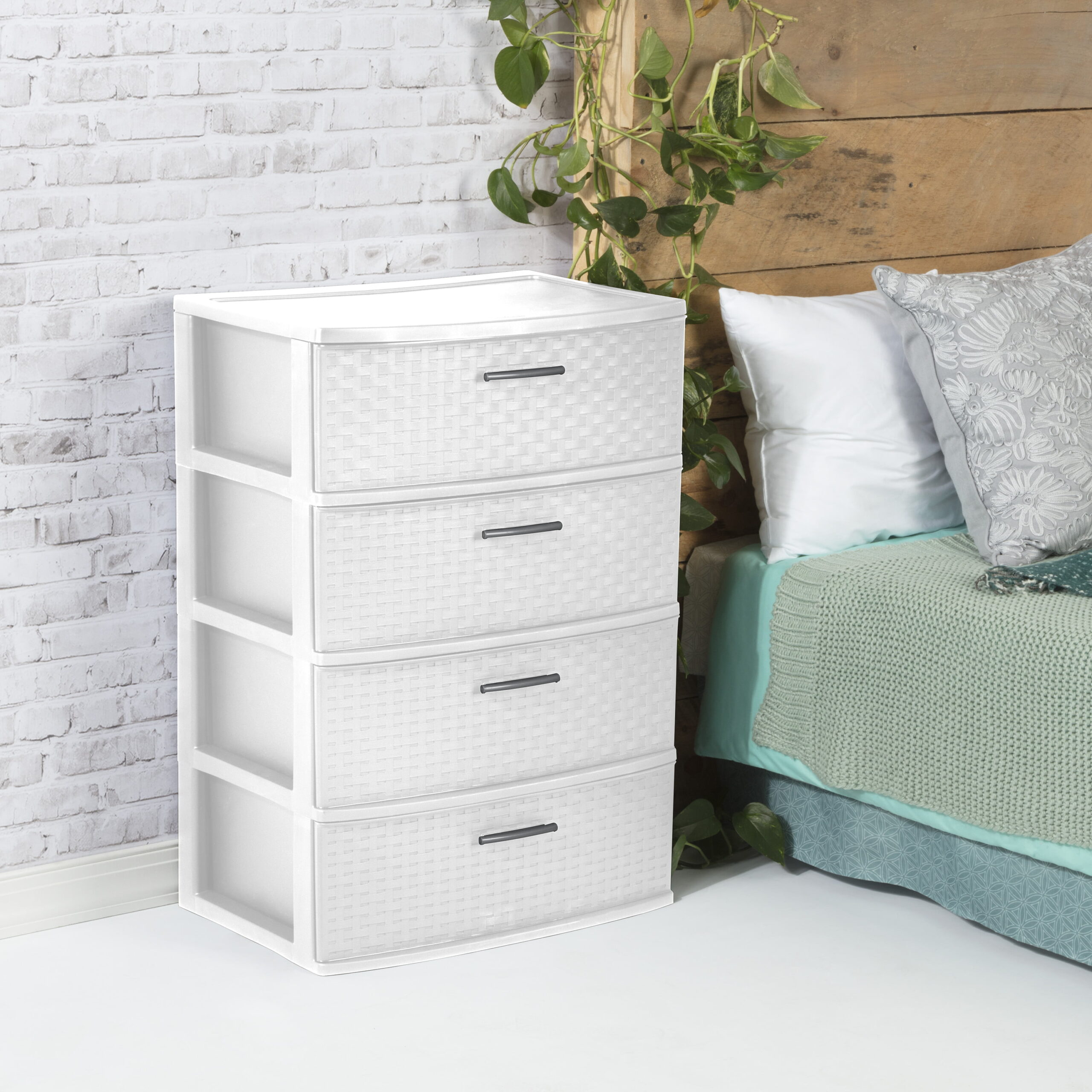 Sterilite 3-Drawer Wide Tower, Cement Weave