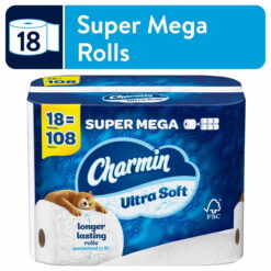 Charmin Ultra Soft Toilet Paper Super Mega Roll, 366 Sheets Per Roll, 18 Count
