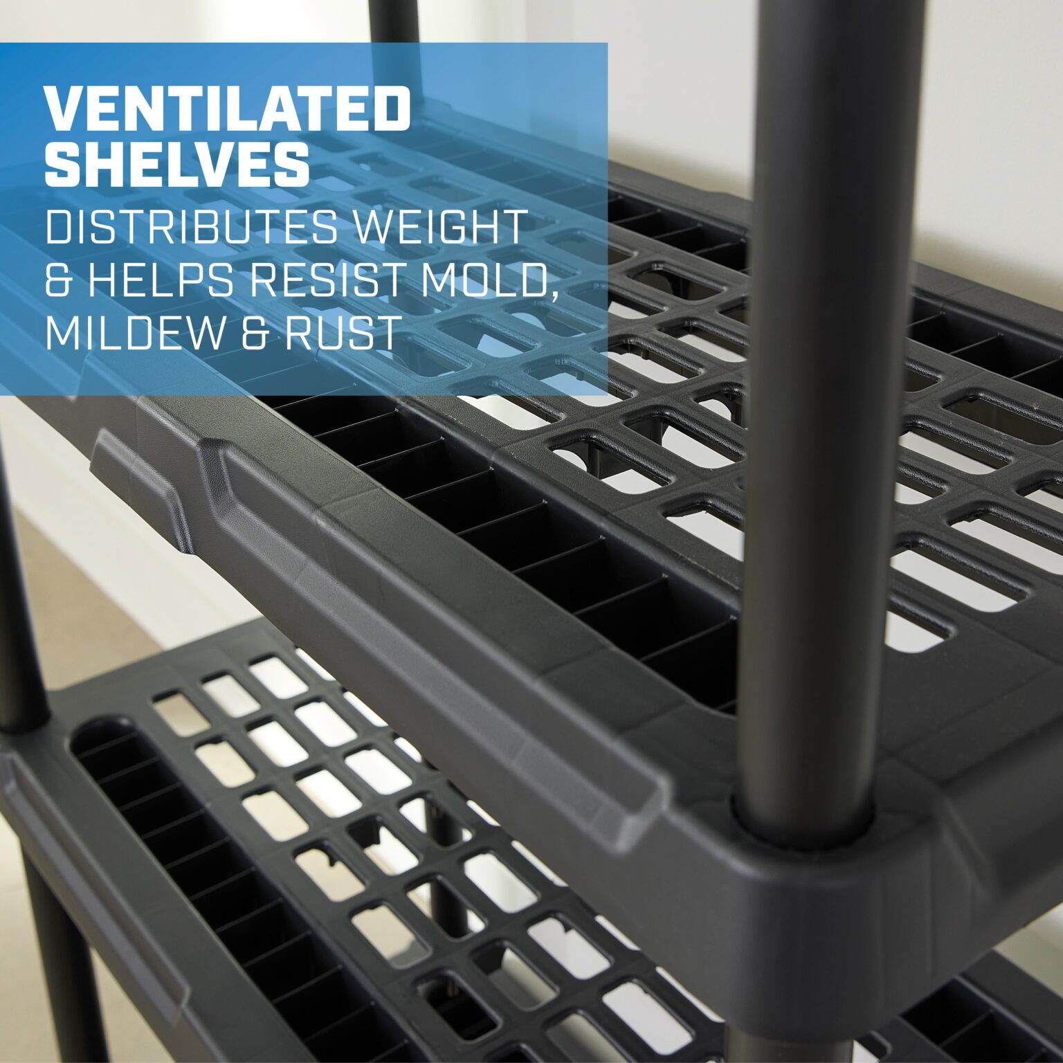 HART 5Tier 18"x 36"x70.2" Ventilated Plastic Wall Shelf Unit, 750lb