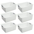 Sterilite Large Ultra Plastic Storage Bin Baskets w/ Handles, White, 6 Pack