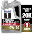 Mobil 1 Extended Performance High Mileage Full Synthetic Motor Oil 0W-20, 5 qt