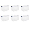 Sterilite 66 Quart. Latch Box Plastic, Stadium Blue, Set of 6