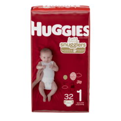 Huggies Little Snugglers Baby Diapers, 32 Ct, Pack of 4, Size 1 (up to 14 lb)