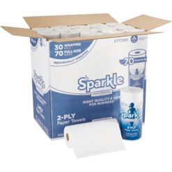 Sparkle Professional Series® Premium Paper Towel Rolls - 2 Ply - 70 Sheets/roll - White - Absorbent, Perforated - 30 / Carton
