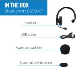 BlueParrott B550-XT Voice-Controlled Bluetooth Headset – Industry Leading Sound with Long Wireless Range, Extreme Comfort and Up to 24 Hours of Talk Time
