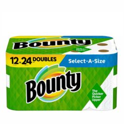 Bounty Select-A-Size Paper Towels, Double Rolls, White, 98 Sheets Per Roll, 12 Count