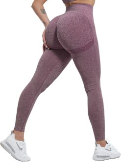 CHRLEISURE Butt Lifting Workout Leggings for Women, Scrunch Butt Gym Seamless Booty Tight, Wine