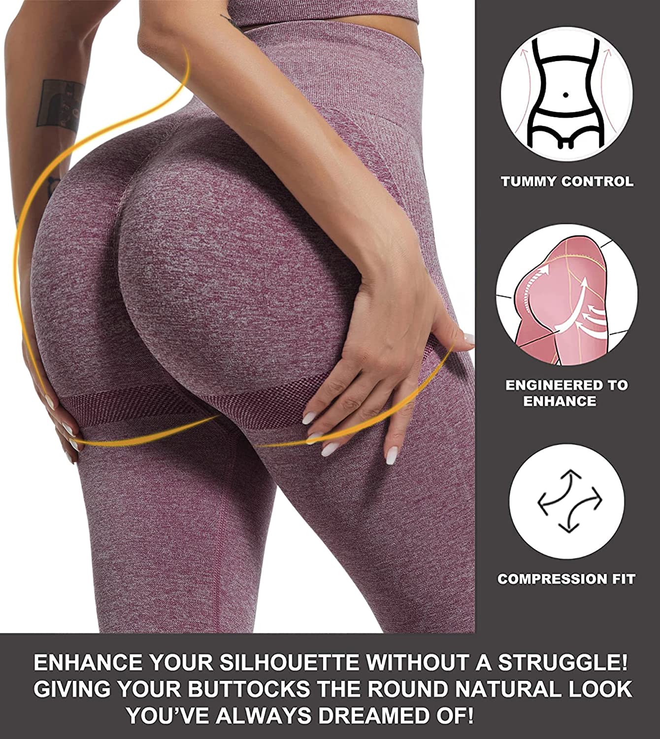 CHRLEISURE Leggings with Pockets for Women High Waisted Tummy Control  Workout