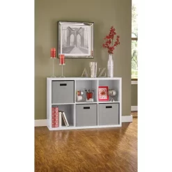 ClosetMaid 6 Cube Storage Shelf Organizer Bookshelf with Back Panel, Easy Assembly, Wood, White Finish