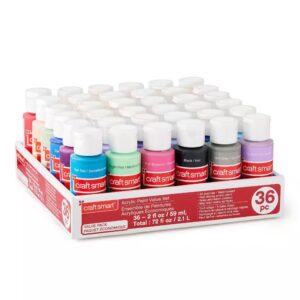 Craft Smart Acrylic Paint Value Set, 36 Pieces, 2fl oz /59ml Value Pack