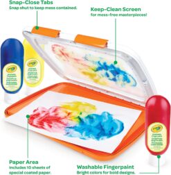 Crayola Washable Finger Paint Station, Less Mess Finger Paints for Toddlers, Kids Gift