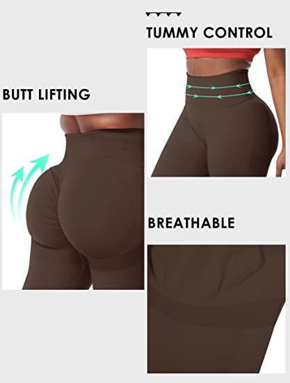DREAMOON Women Scrunch Butt Lifting Seamless Workout Leggings High Waisted  Booty Yoga Pants, Darkbrown
