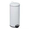 Honey Can Do White Retro Metal Kitchen Step Trash Can with Lid