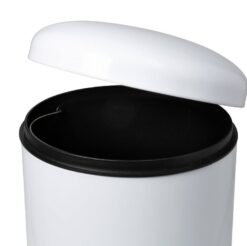 Honey Can Do White Retro Metal Kitchen Step Trash Can with Lid