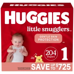 Huggies Little Snugglers Diapers, 204 ct, Size 1 (Up to 14 lbs.)