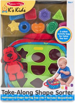 Melissa & Doug K's Kids Take-Along Shape Sorter Baby Toy With 2-Sided Activity Bag and 9 Textured Shape Blocks - Sensory / Travel /Toys For Toddlers And Infants