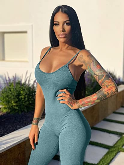 Women's Jumpsuits, Rompers & Overalls Seamless Spaghetti Strap Leisure Yoga  Workout Gym Leggings Padded Bra Jumpsuits for Women