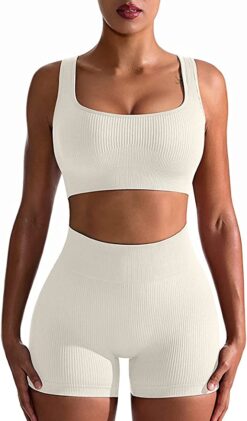 OQQ Workout Outfits for Women 2 Piece Ribbed Libya