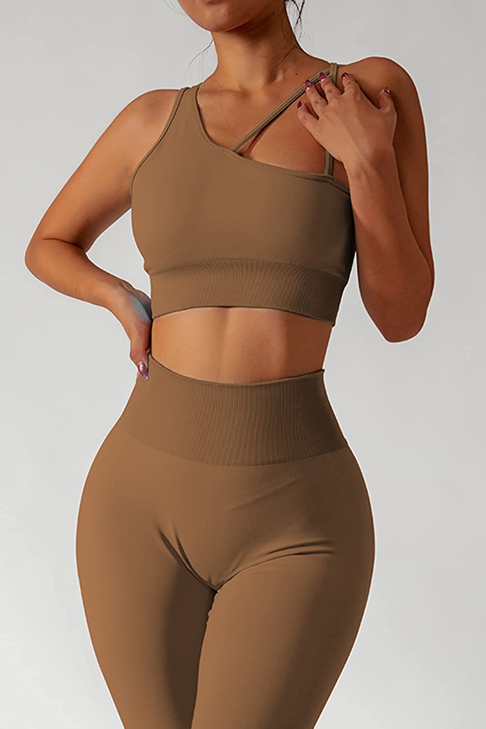 QINSEN Workout Outfits for Women 2 Piece Ribbed Seamless Crop Tank High  Waist Yoga Leggings Sets, 02 Beige, X-Small : : Clothing, Shoes &  Accessories