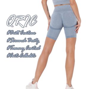 QRIC High Waisted Seamless Biker Shorts for Women Tummy Control Leggings Butt Lifting Streamline Contour Gym Workout Yoga Shorts