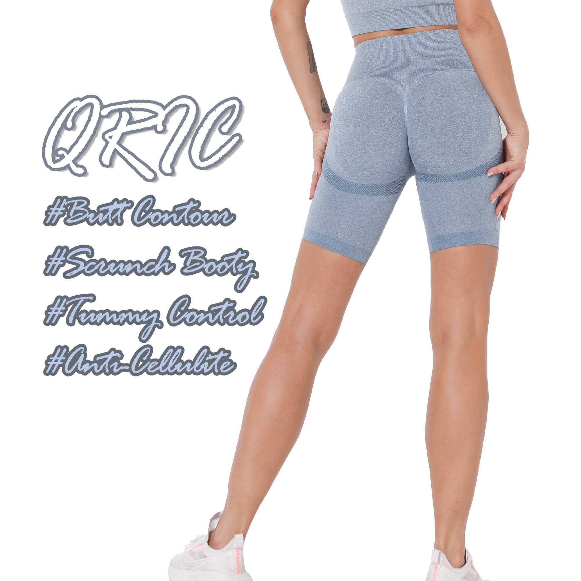 QRIC High Waisted Seamless Biker Shorts for Women Tummy Control