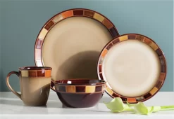 Red Barrel Studio® Weller Stoneware Dinnerware Set - Service for 4 - Brown