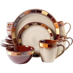 Red Barrel Studio® Weller Stoneware Dinnerware Set - Service for 4 - Brown