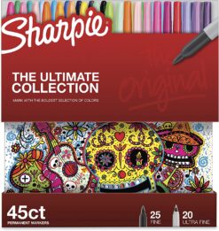Sharpie Permanent Markers, Fine and Ultra-Fine Tips, 45 Count, Ultimate Color Collection