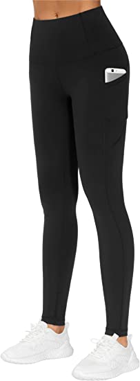 yeuG Women's Plus Size Leggings with Pocket-2 Pack High Waist Tummy Control  Yoga Pants Spandex Workout Running Black Leggings