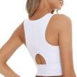 WANOSS High Impact Sports Bra for Women Workout Crop Tops Fitness Padded Longline for Yoga Gym, White
