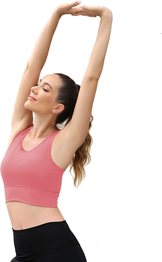 Sports bra women's longline padded crop tank yoga bras workout fitness top  small