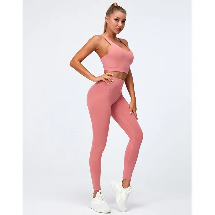Workout Sets for Women 2 Piece Yoga Outfits High Waist Seamless Leggings  and Long Sleeve Crop Top Gym Clothes Sets