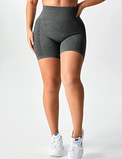 Vertvie High Waisted Gym Shorts Women Booty Scrunch Large, Dark Grey